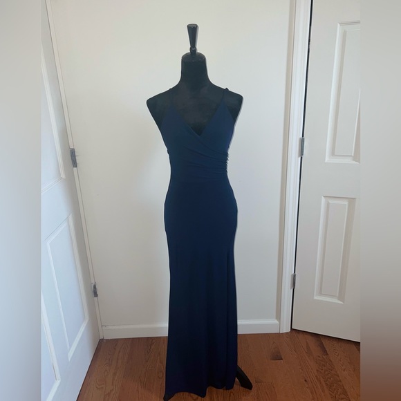 Long midnight blue/navy long gown-size small - Picture 2 of 3